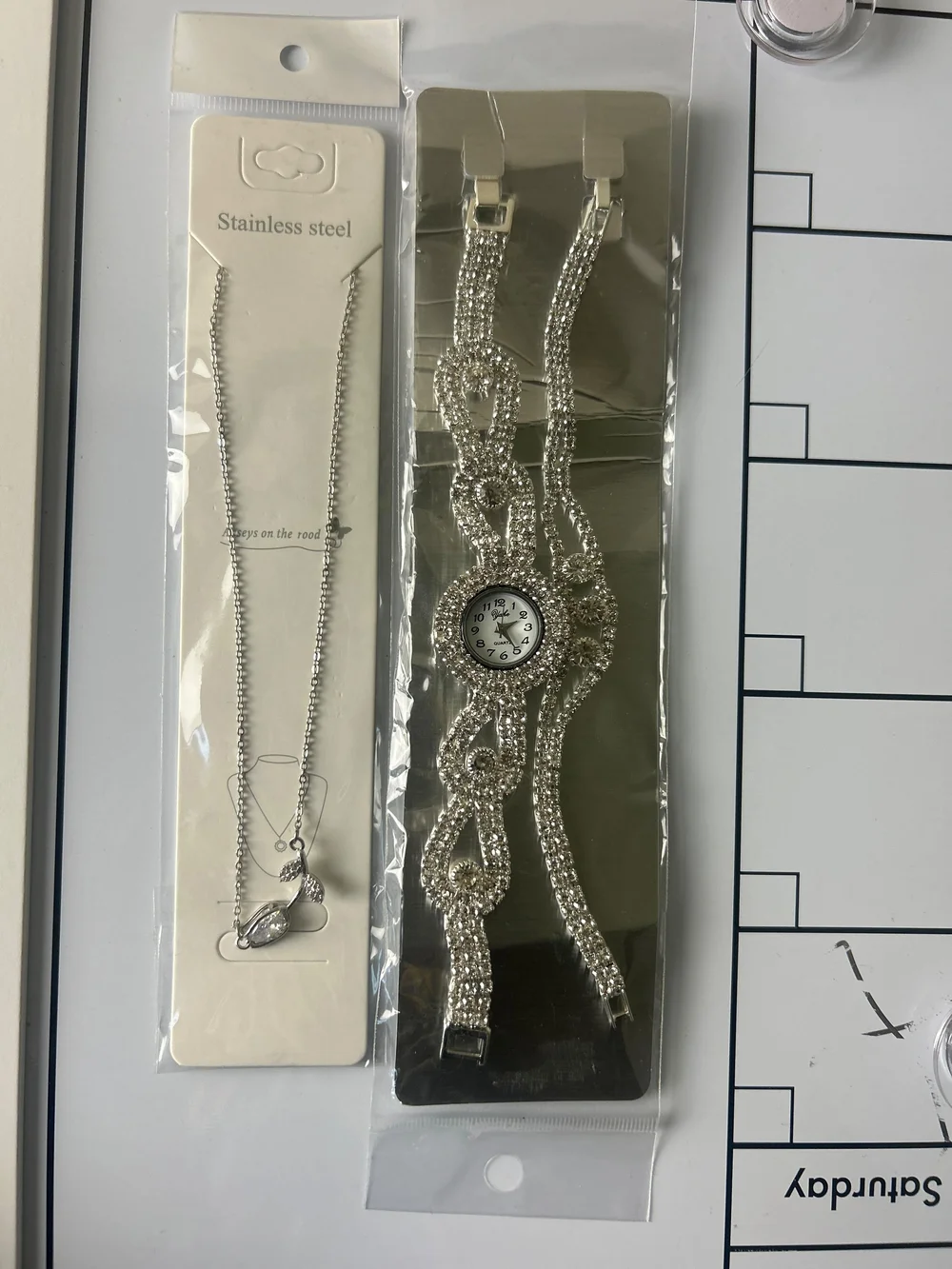 Stainless Steel Silver Rhinestone Bracelet Watch